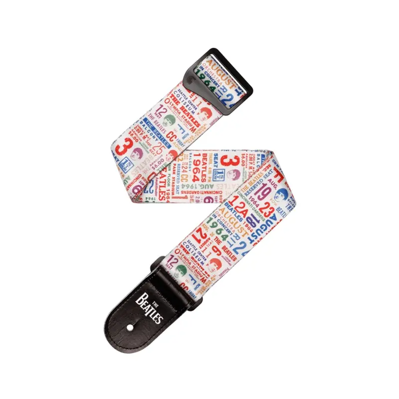 D'Addario Beatles 1964 US Tour Ticket Stubs Guitar Strap, Multi Color