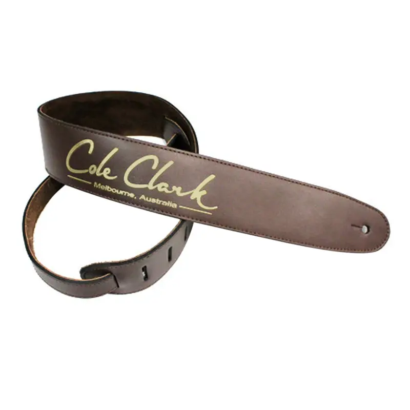 Cole Clark - Leather Guitar Strap - Saddle Brown w/ Gold | Guitar Straps | STRAP-L-SADDLE-G
