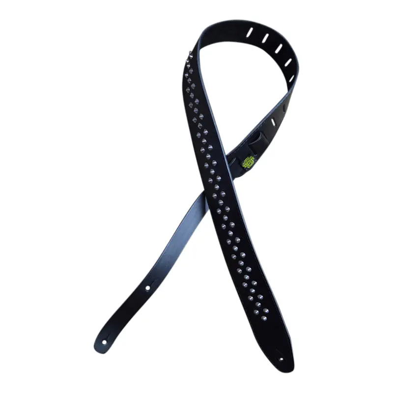 Colonial Leather - 2.5" Leather Studded Guitar Strap - Black