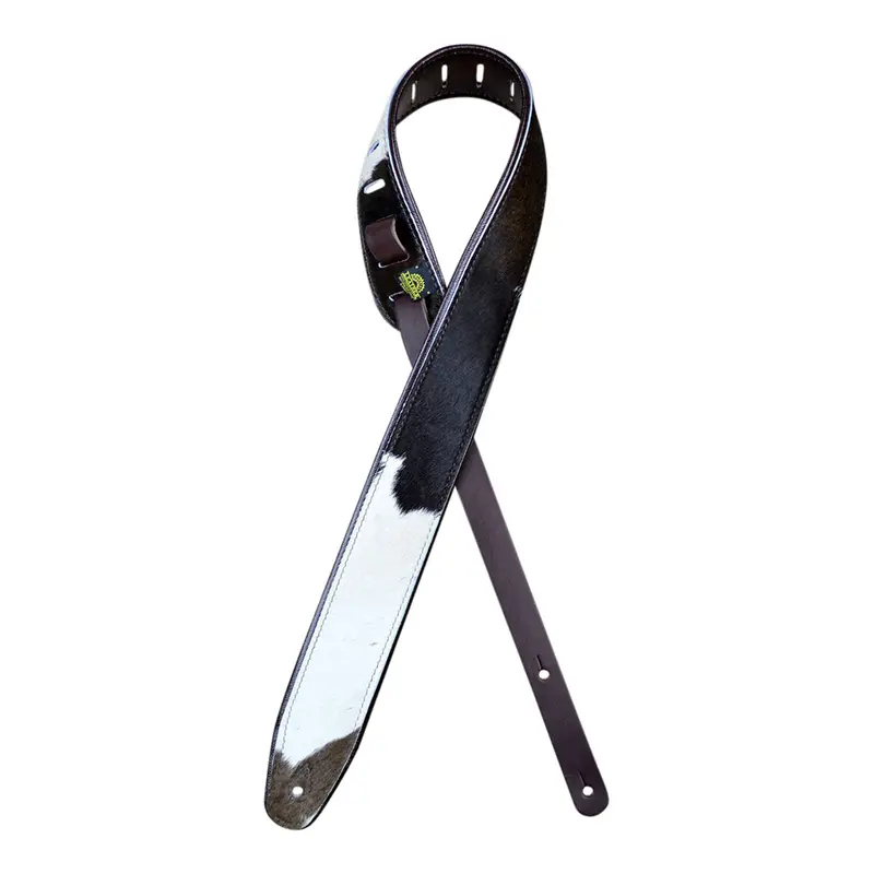 Colonial Leather - 2.5 Wide Genuine Hair On Cowhide With Brown Leather Back Guitar Strap