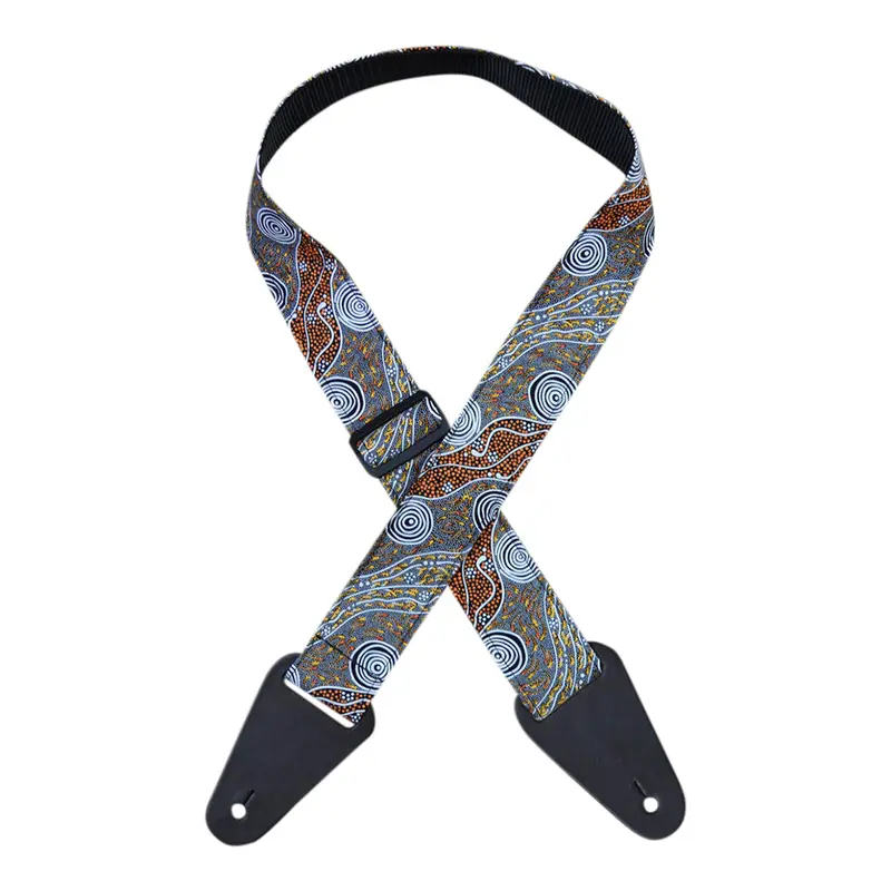 Colonial Leather - Aboriginal Art Guitar Strap  Bush Camp