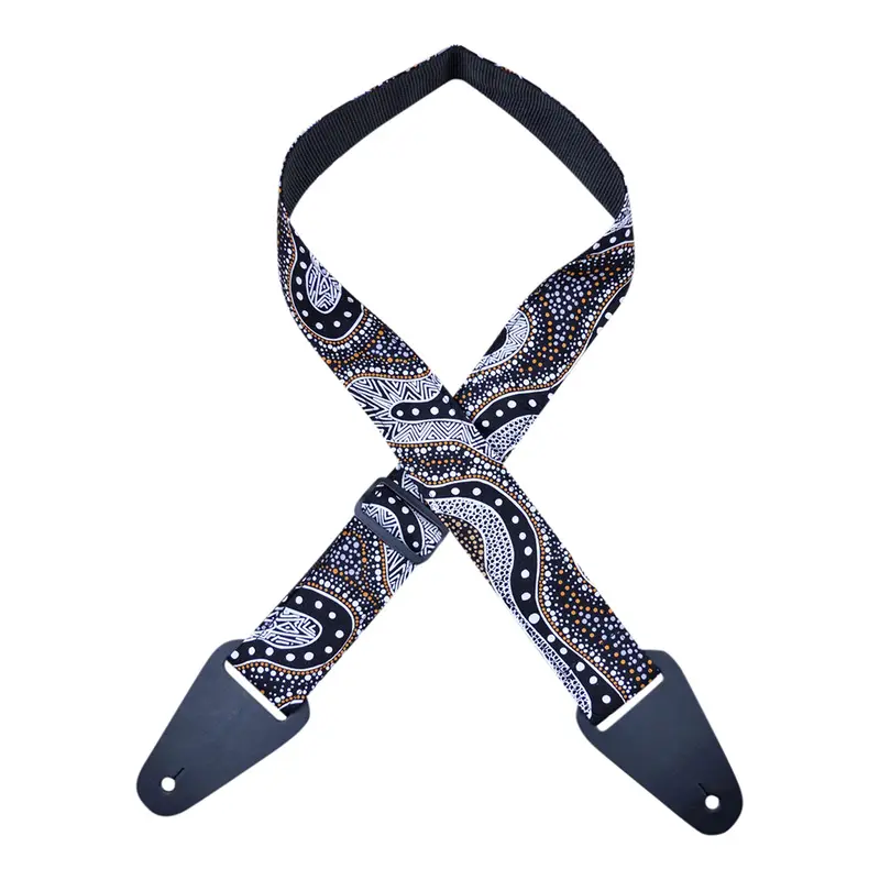 Colonial Leather - Aboriginal Art Guitar Strap  Possum Dreaming