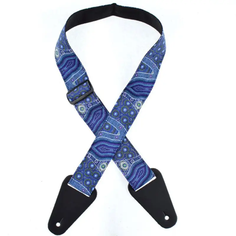 Colonial Leather Aboriginal Art Rag Strap - Bush Tomato & Waterhole Blue