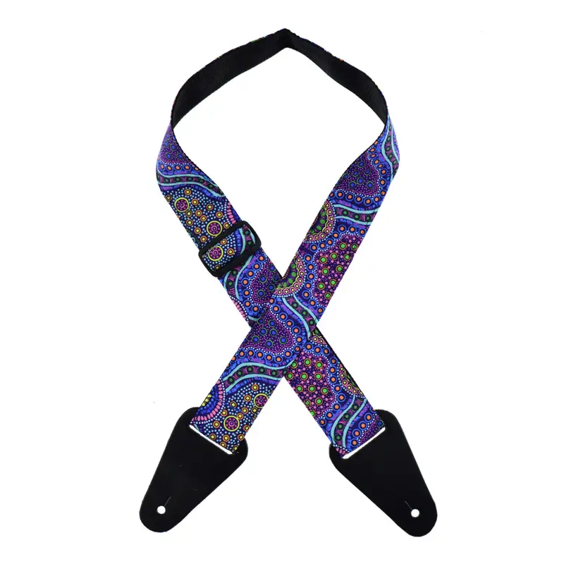 Colonial Leather  Aboriginal Art Rag Strap - The Flowering Gum Purple