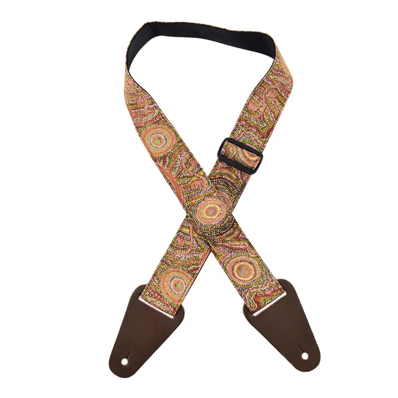 Colonial Leather Aboriginal Art Rag Strap - Warlu Goanna Dreaming