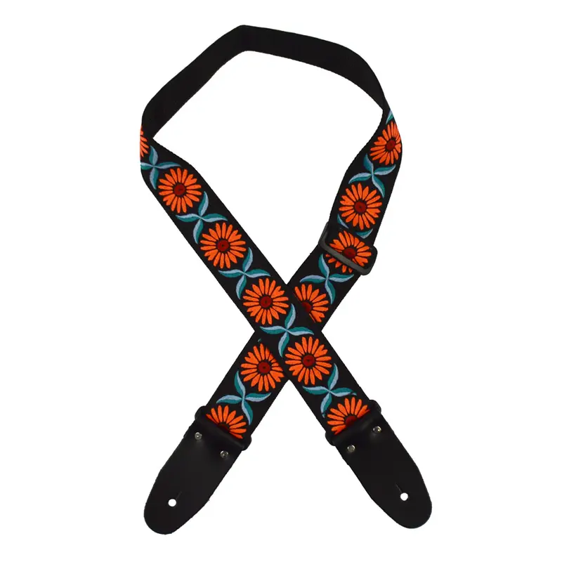 Colonial Leather - Jacquard Rag Strap - Orange Daisy