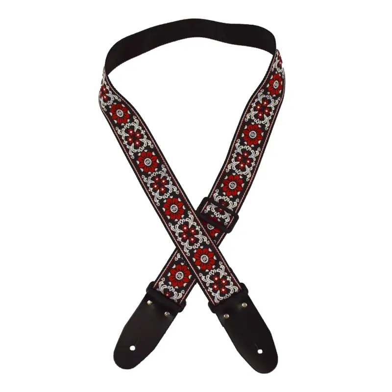 Colonial Leather - Jacquard Rag Strap - Red Flower