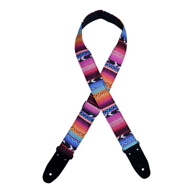 Colonial Leather - Pink Rasta Rag Guitar Strap - Pink