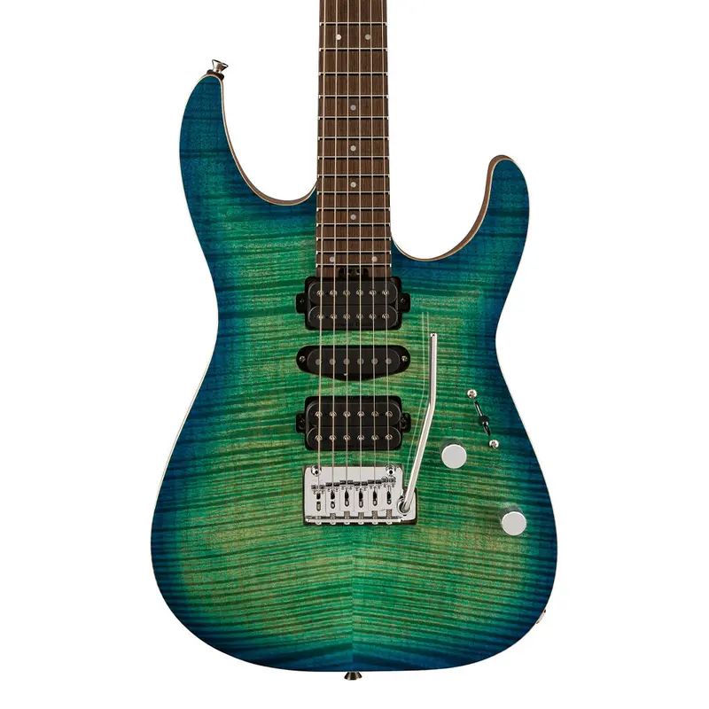 Charvel MJ DK24 HSH 2PT W in Mahogany with Flame Maple Top and Wenge Fingerboard - Caribbean Burst