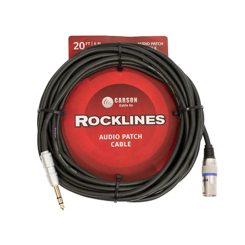 Carson Rocklines 20ft/6m Balanced TRS-Male XLR Cable