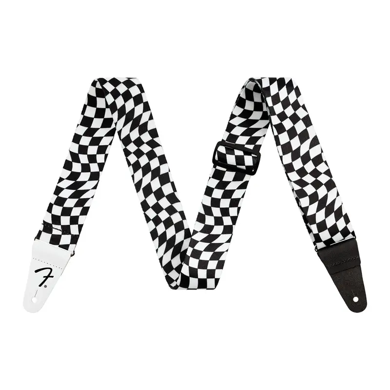 Fender Wavy Checkerboard Polyester Strap Black and White