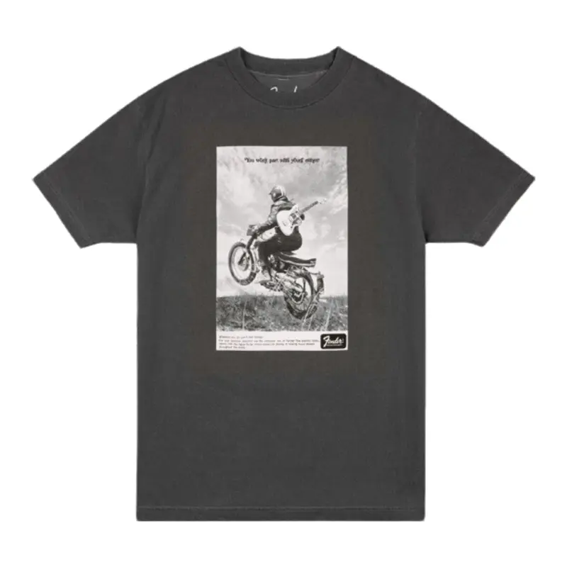 Fender Vintage Ad Biker Tee in Graphite - Large