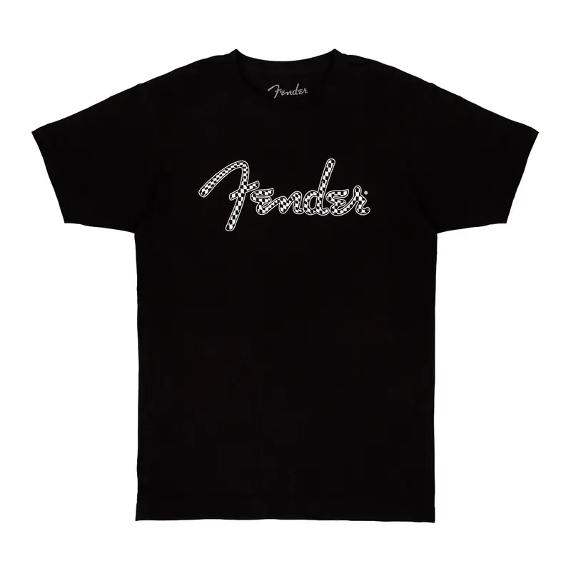 Fender Spaghetti Wavy Checker Logo Tee Black Small
