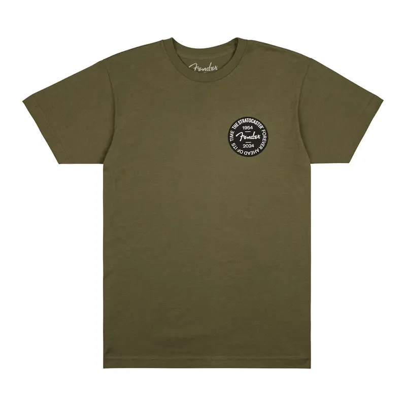 Fender Stratocaster 70th Anniversary Badge Tee in Olive - Extra Large