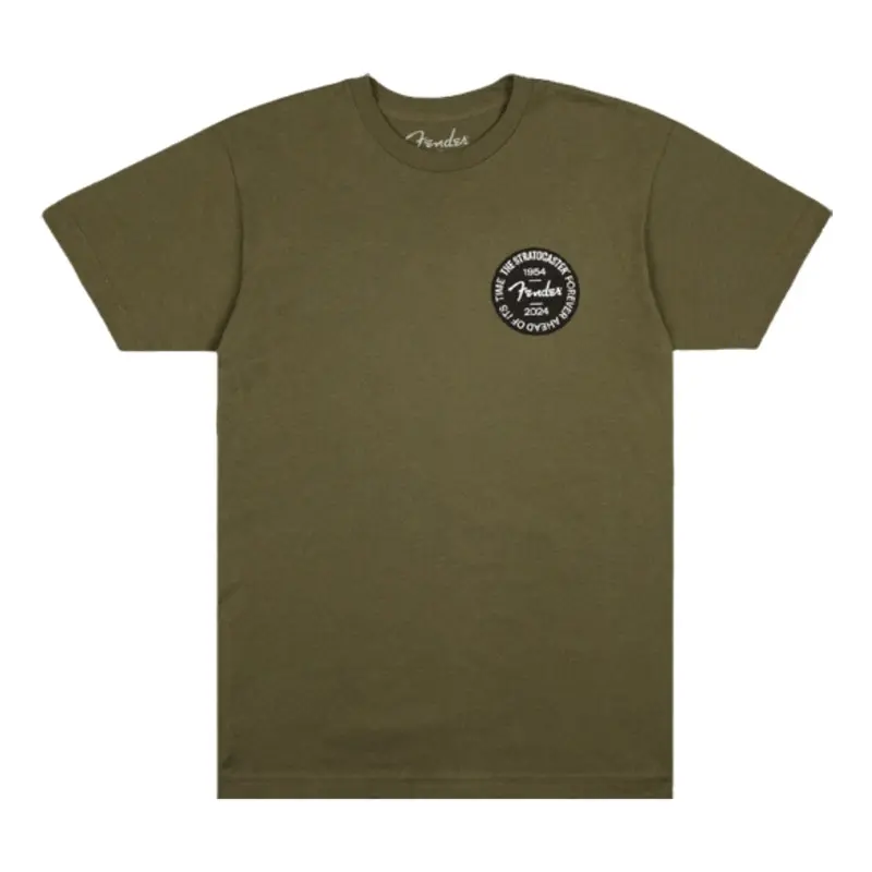 Fender Stratocaster 70th Anniversary Badge Tee in Olive - Medium