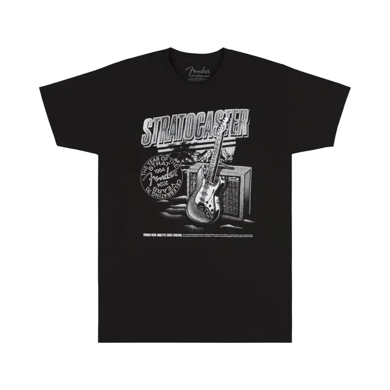 Fender Tee Stratocaster 70th Anniversary in Black - Small