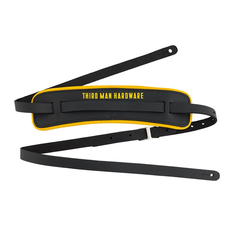 Fender Third Man Hardware Leather Strap - Black/Yellow
