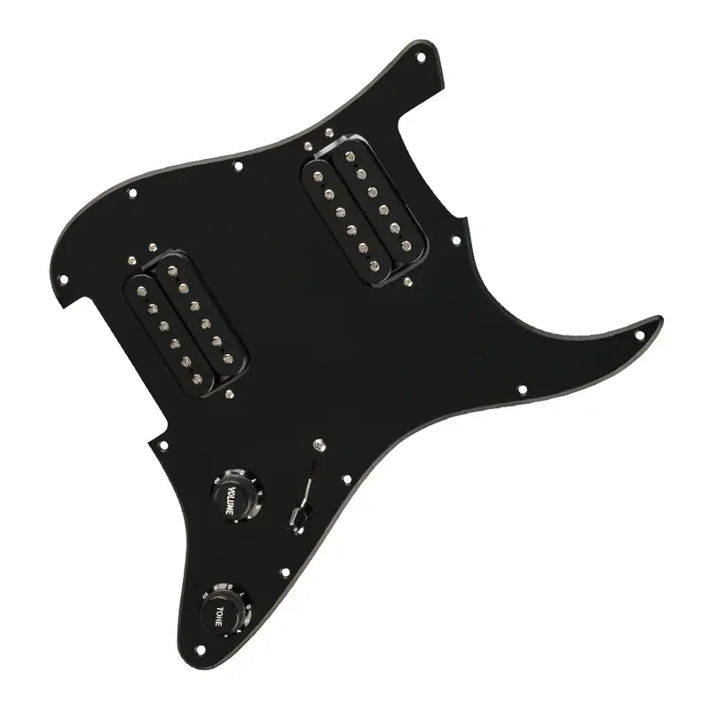Fender Pre-Wired Strat Pickguard with Quadra Tap HH Pickups - 11 Hole Black