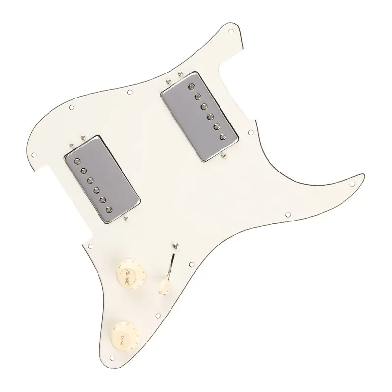 Fender Pre-Wired Strat Pickguard with Quadra Tap HH Pickups - 11 Hole Parchment