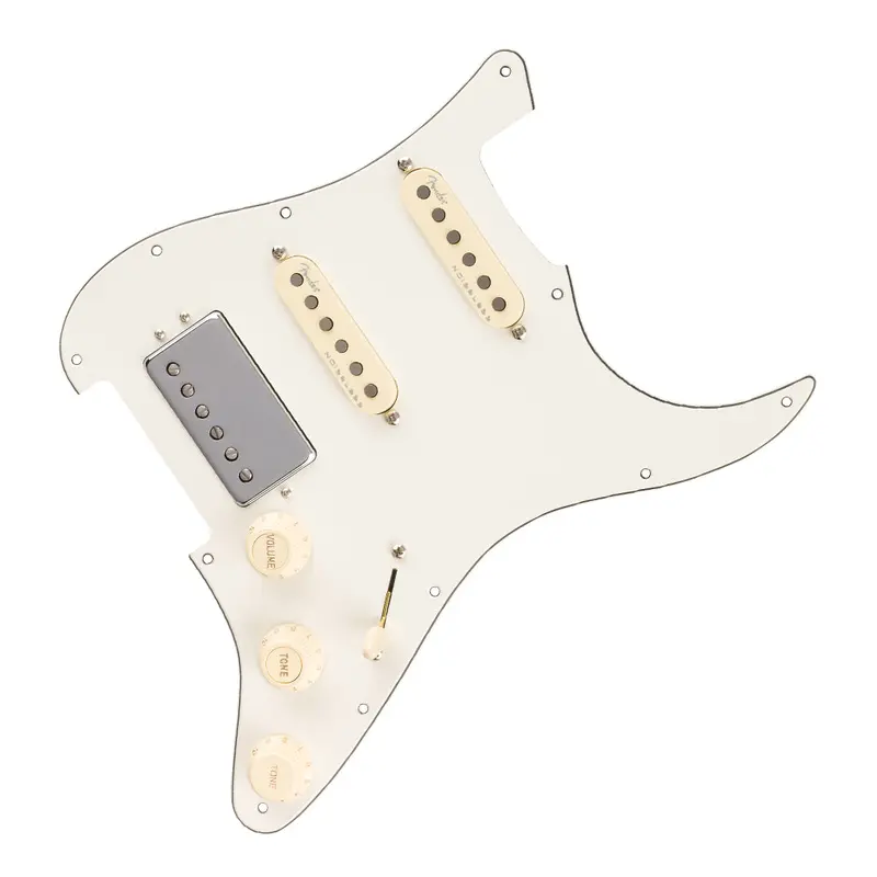 Fender Pre-Wired Strat Pickguard with Quadra Tap/Ultra Noiseless HSS Pickups - 11 Hole Parchment