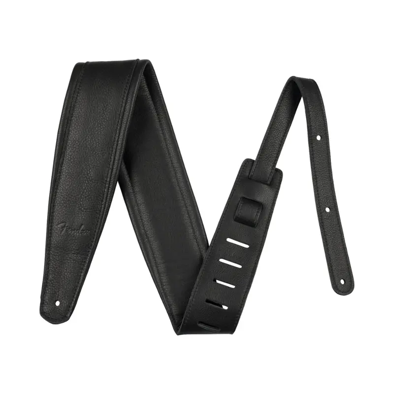 Fender Premium Leather Guitar Strap - Black, 3.5"