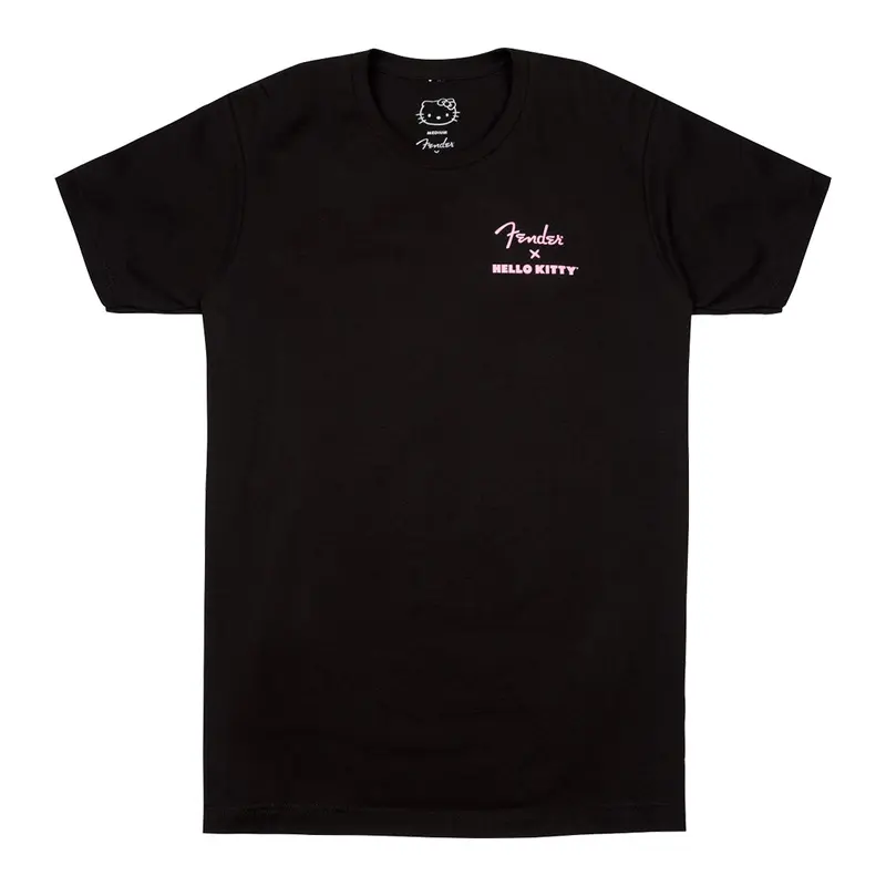 Fender Hello Kitty Back Logo Black Tee Large