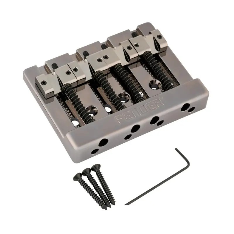 Fender HiMass String-Through 4-String Bass Bridge Assembly with Brass Saddles - Black `