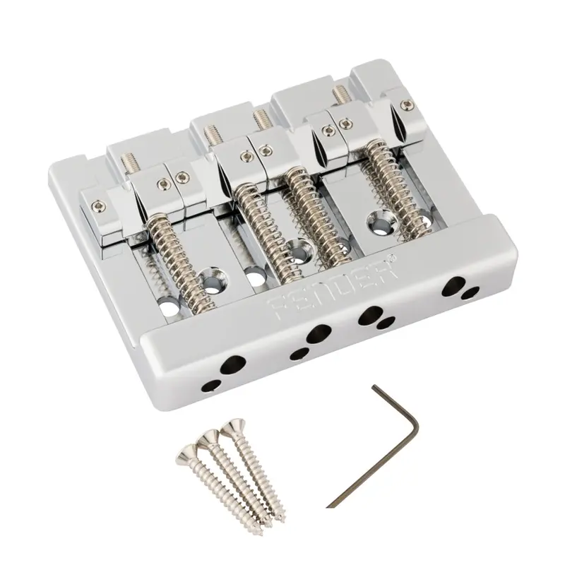Fender HiMass String-Through 4-String Bass Bridge Assembly with Brass Saddles - Chrome