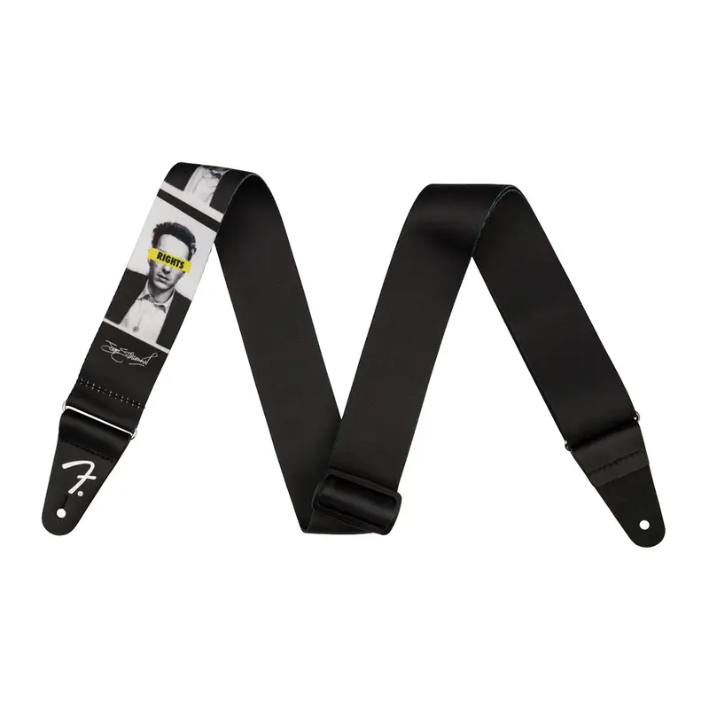 Fender Joe Strummer Know Your Rights Strap, Black/White, 2"