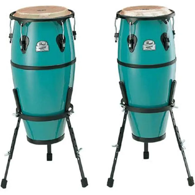 Pearl Primero Series Fiber Conga Set 10"+ 11" w/ Stands - Deco Blue