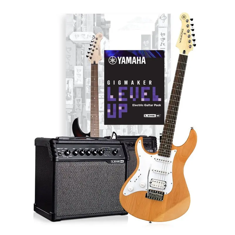 Yamaha GIGMAKER LEVEL UP - Yellow Natural Satin Left Handed Electric Guitar Pack