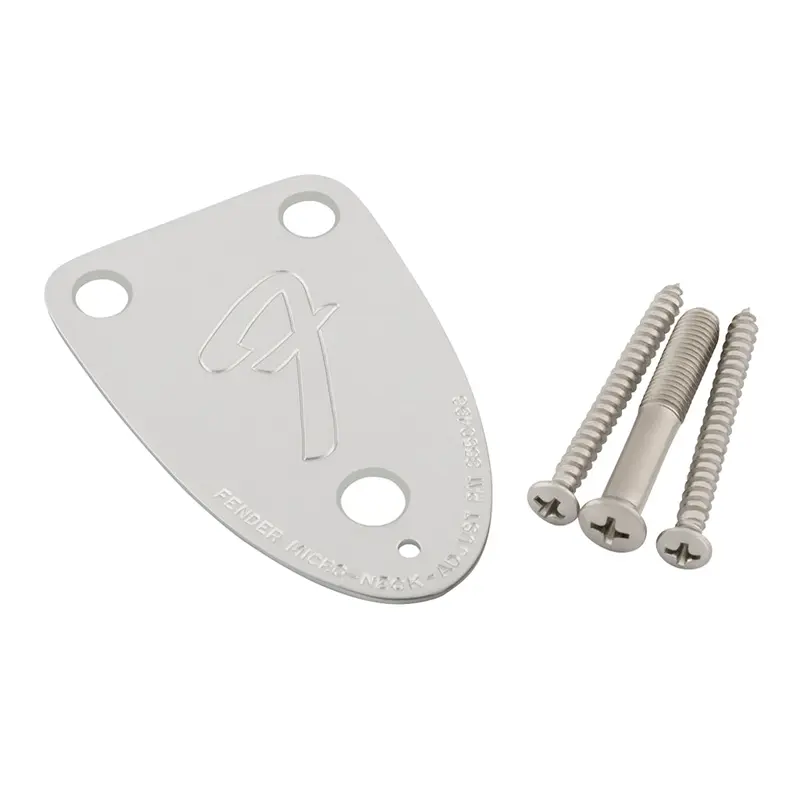 Fender 70s Vintage Style 3 Bolt F Stamped Guitar Neck Plate in Chrome