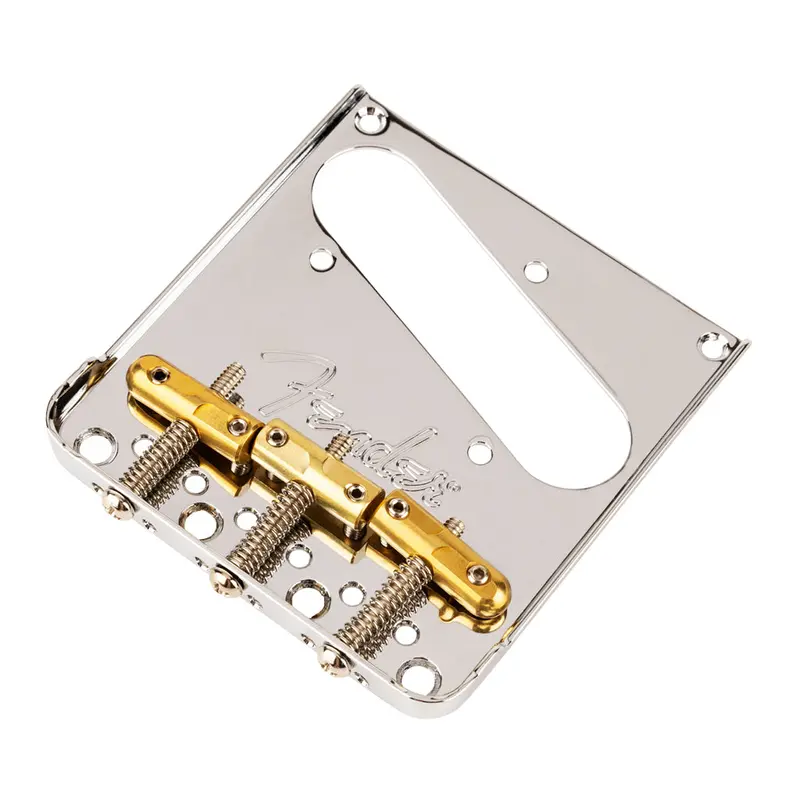 Fender 3 Saddle Top Load String Through Tele Bridge with Compensated Brass Bullet Saddles