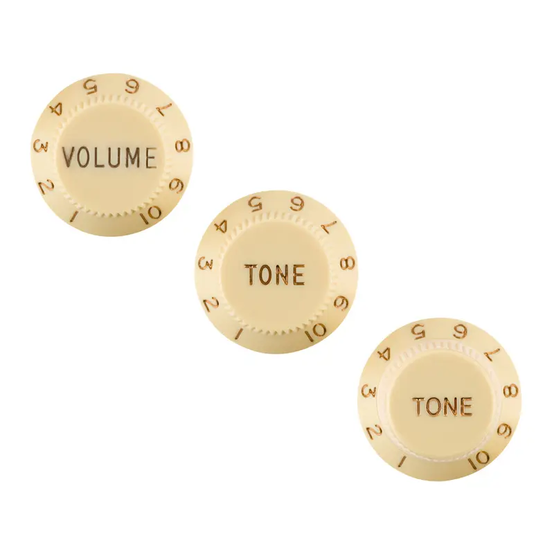 Fender 3 Stratocaster Knobs Aged White Volume Tone Tone Left Handed