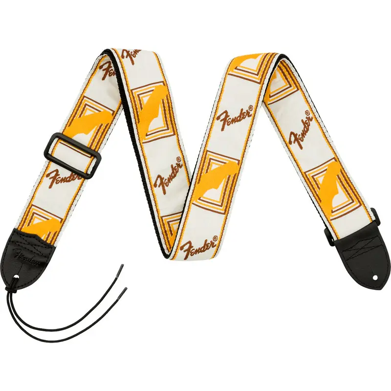 Fender - 2" Monogrammed Strap - White/Brown/Yellow