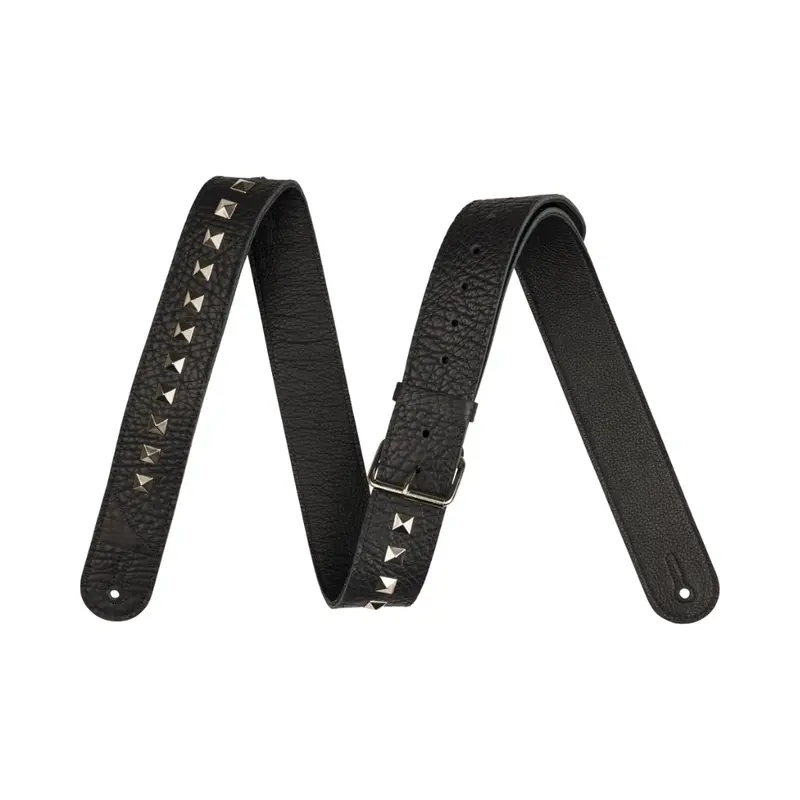 Jackson Metal Stud Leather Strap - Black, 2.5"