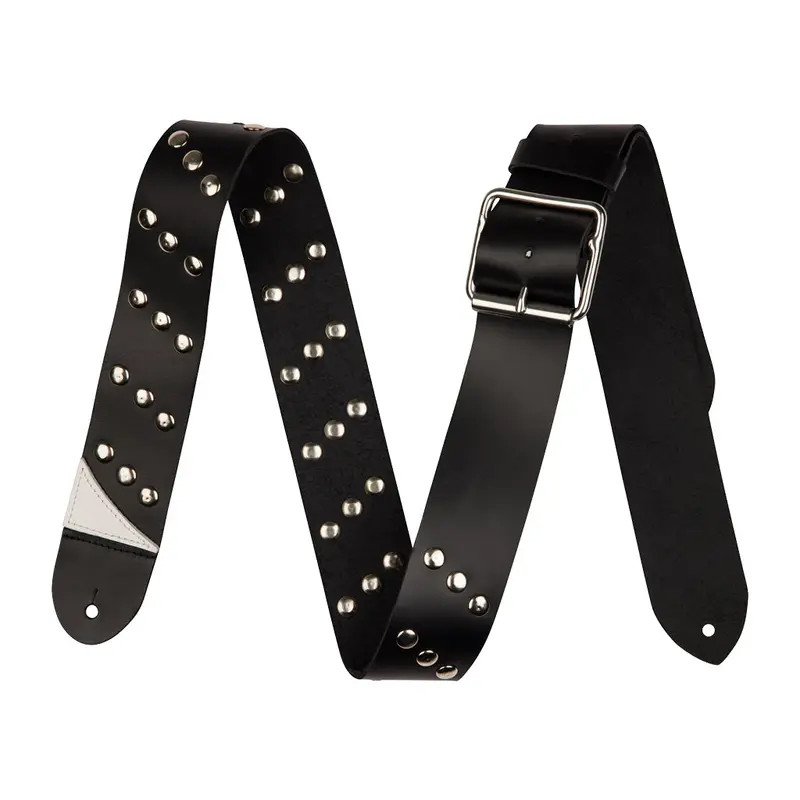 Jackson Diagonal Stud Leather Strap Black 2.5"