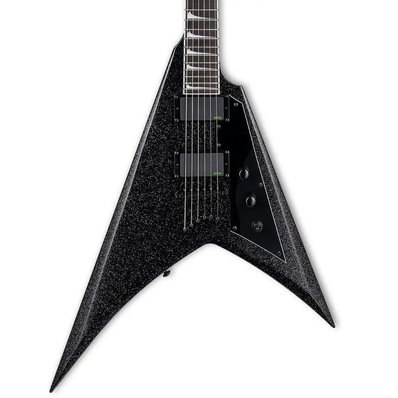 ESP LTD Kirk Hammett Signature V Electric Guitar - Black Sparkle - LKH-VBLKSP