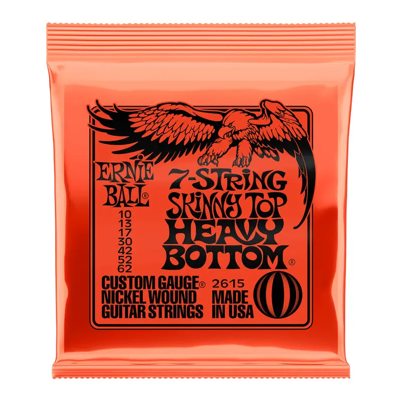 Ernie Ball Skinny Top Heavy Bottom Slinky 7-String Nickel Wound Electric Guitar Stings 10-62 Gauge