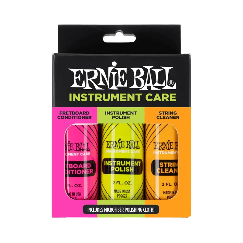 Ernie Ball Instrument Care 3-pack w/Microfibre Polish Cloth