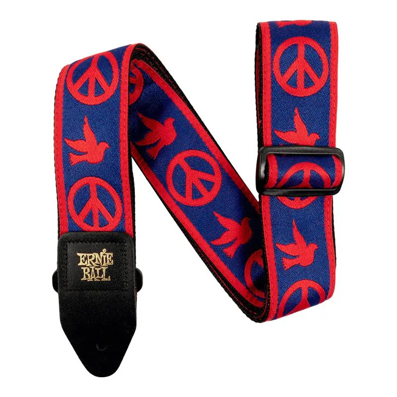 Ernie Ball Jacquard Guitar Strap - Red and Blue Peace Love Dove