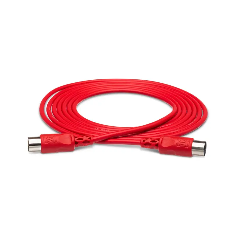 Hosa Technology 5-pin DIN to Same MIDI Cable 15ft, Red