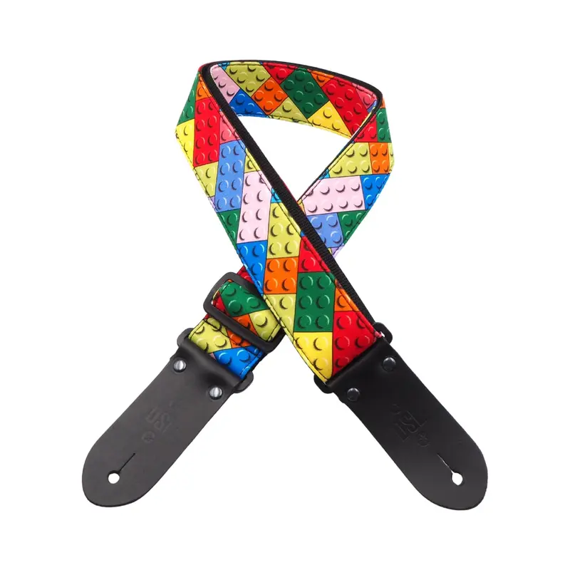 DSL 2" Handmade Printed Fabric Guitar Strap - LG Block