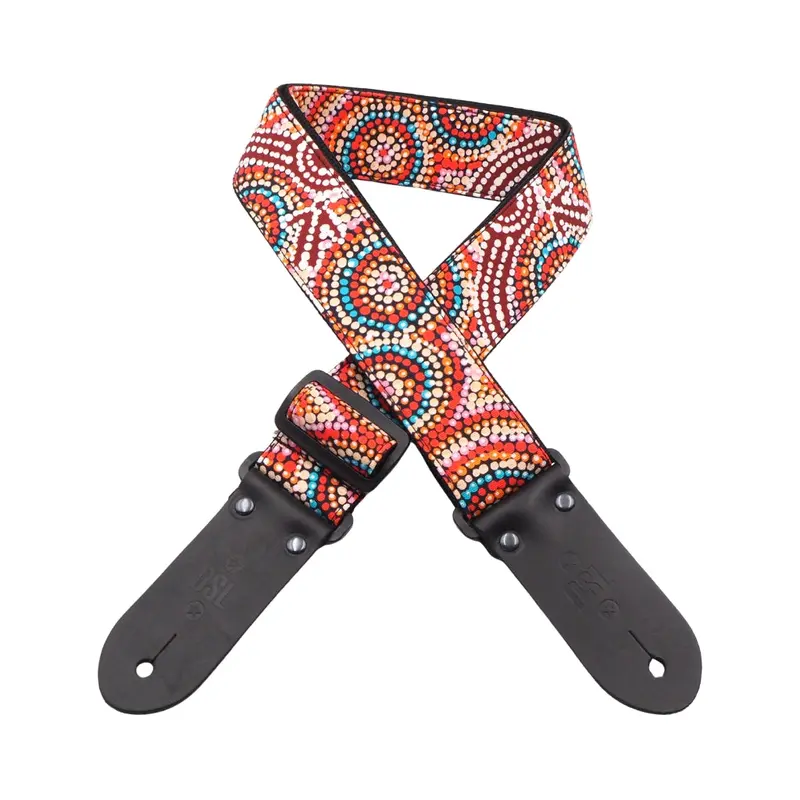DSL 2" Indigenous Handmade Fabric Guitar Strap - Red Kangaroo