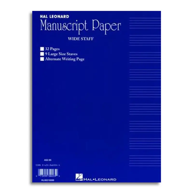 Wide Staff Manuscript 32PG Blue 9 Stave Interleaved