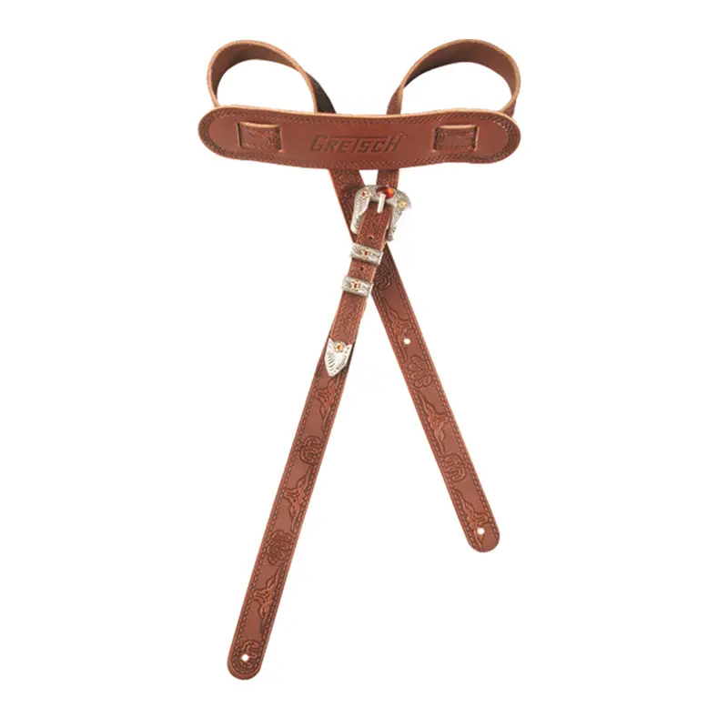 Gretsch Vintage Tooled Leather Guitar Strap in Walnut