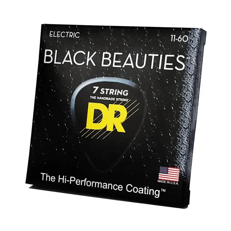 DR Black Beauties K3 Coated Electric Guitar Strings - 7-String Heavy 11-60