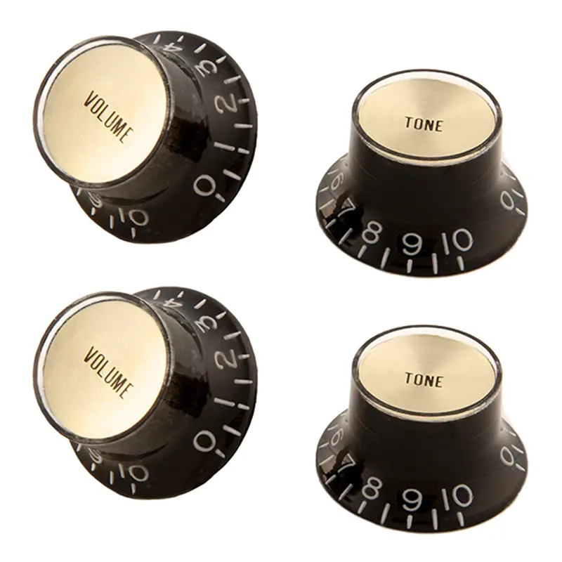 Gibson Top Hat Knobs W/Gold Metal Insert - Black - 4 Pack