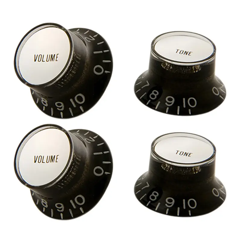 Gibson Top Hat Knobs W/Silver Metal Insert - Black - 4 Pack