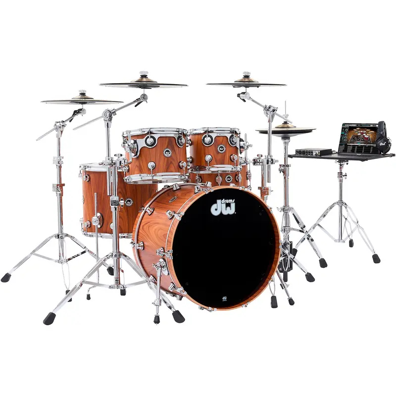 DW DWe Wireless Acoustic-Electronic Convertible 5-Piece Drum Set Bundle With 22" Bass Drum, Cymbals and Hardware